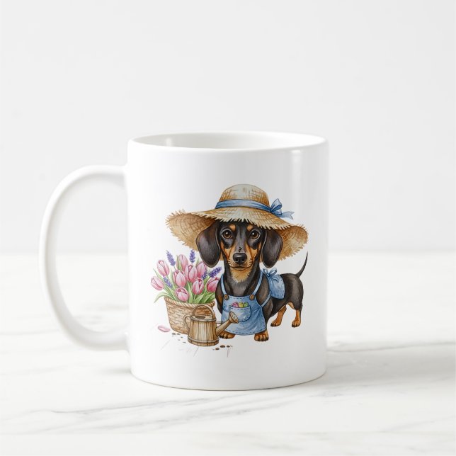 Personalisierter Dachshund-Gartenbecher | Hübscher Kaffeetasse (Links)