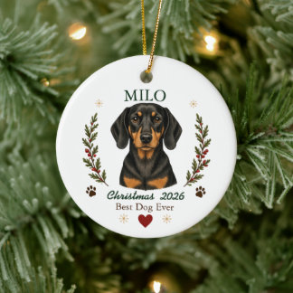 Personalisierter Dachshund-Hund-Weihnachten Keramik Ornament