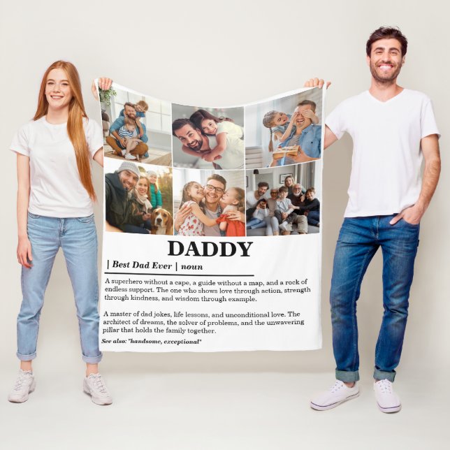 Personalisierter Daddy Definition 6 FotoCollage Fleecedecke (Beispiel)