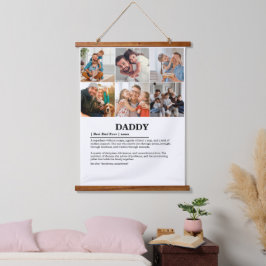 Personalisierter Daddy Definition 6 FotoCollage Wandteppich Mit Holzrahmen