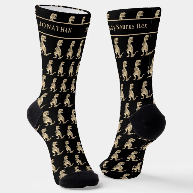 Personalisierter Daddy saurus Lustiger Papa Dinosa Socken (Gewinkelt)
