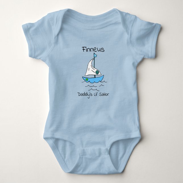 Personalisierter Daddy's Lil'Sailor Sailboat Baby Baby Strampler (Vorderseite)