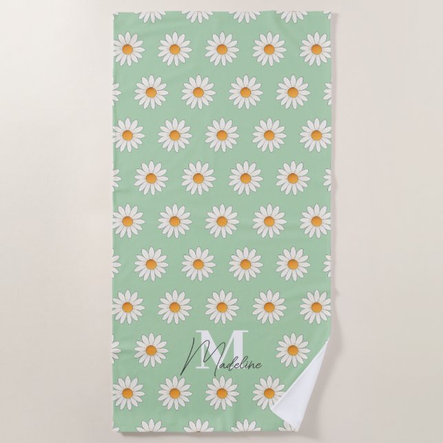 Personalisierter Daisy Floral Beach Handtuch Indiv (Vorderseite)