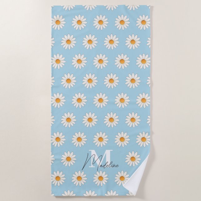 Personalisierter Daisy Floral Beach Handtuch Indiv (Vorderseite)