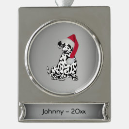 Personalisierter Dalmatiner Banner-Ornament Silber