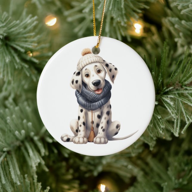 Personalisierter Dalmatiner Keramik Ornament (Baum)