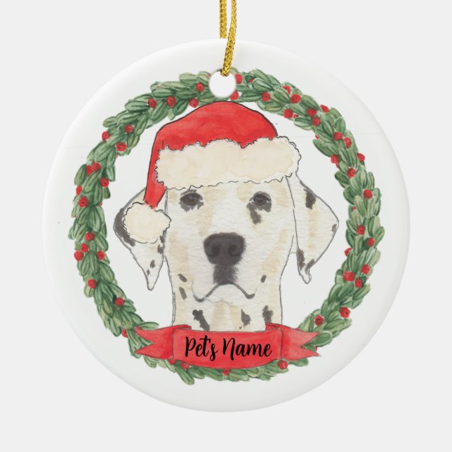 Personalisierter Dalmatiner Weihnachten Keramik Ornament (Vorne)