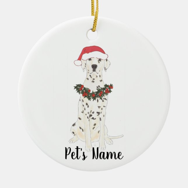 Personalisierter Dalmatiner Weihnachten Keramik Ornament (Vorne)