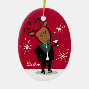 Personalisierter Dasher-Rentier-Schmuck Keramikornament