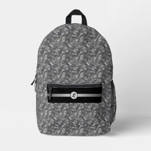 Personalisierter Dekorativer Silber-Grau & Schwarz Bedruckter Rucksack