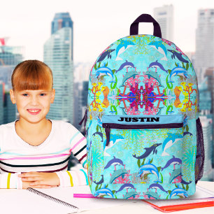 Personalisierter Delfin-Ozean-Leben-Kinder-Rucksac Bedruckter Rucksack