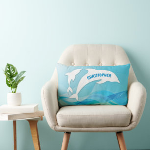 Personalisierter Delfin springt im Ozean Lendenkissen