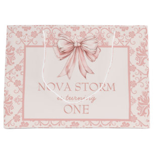 Personalisierter Demasee Rosa Coquette Meilenstein Große Geschenktüte