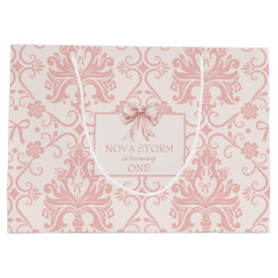 Personalisierter Demasee Rosa Coquette Meilenstein Große Geschenktüte