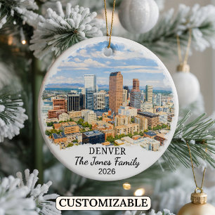 Personalisierter Denver-Schmuck, maßgeschneidertes Keramik Ornament