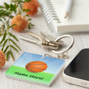 Personalisierter der Sport-Basketball-sonniger Tag Schlüsselanhänger