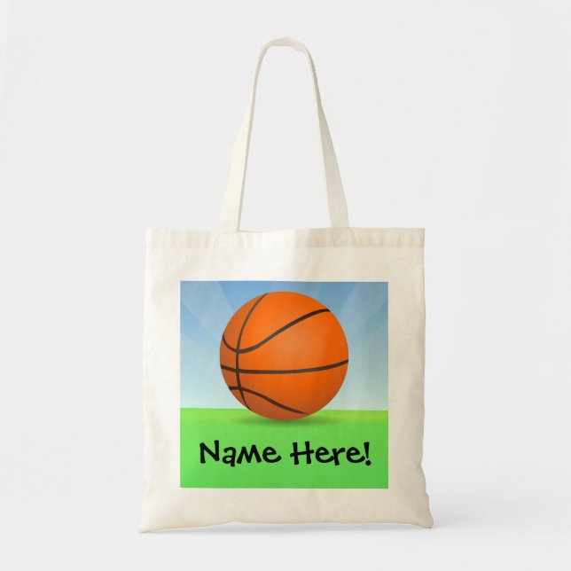 Personalisierter der Sport-Basketball-sonniger Tag Tragetasche (Vorne)