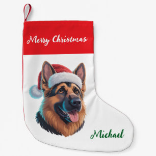 Personalisierter Deutscher Schäferhund in Santa-Hu Kleiner Weihnachtsstrumpf