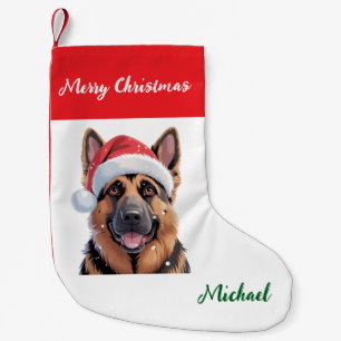 Personalisierter Deutscher Schäferhund in Santa-Hu Kleiner Weihnachtsstrumpf