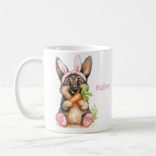 Personalisierter Deutscher Schäferhund-Osterwelpe Kaffeetasse