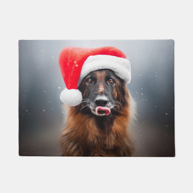 Personalisierter deutscher Schäferhund Santa Doorm Fußmatte (Vorderseite)