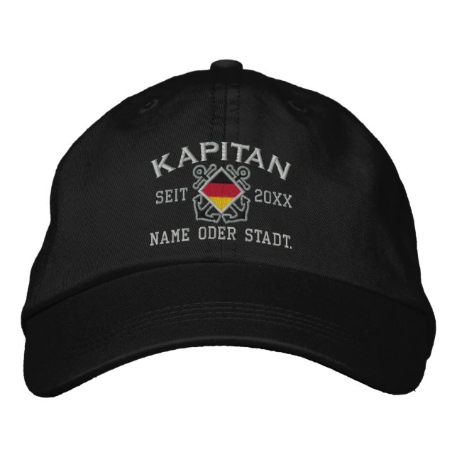 Personalisierter deutscher Seekapitän nautisch Bestickte Kappe (Vorderseite)