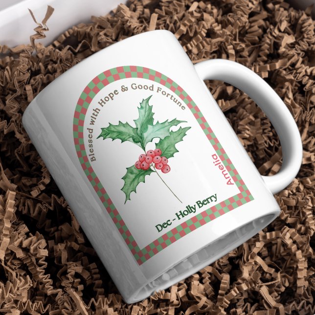 Personalisierter Dezember Geburtstagsmonat Blume Kaffeetasse (Von Creator hochgeladen)
