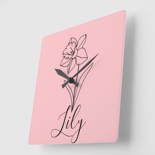 Personalisierter Dezember Narcissus Geburtstagsges Quadratische Wanduhr (Winkel)