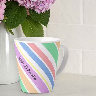 Personalisierter diagonaler Streifen Pastell Mehrf Milchtasse