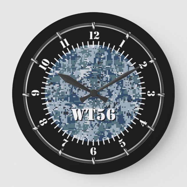 Personalisierter digitaler Camouflage Große Wanduhr (Vorderseite)