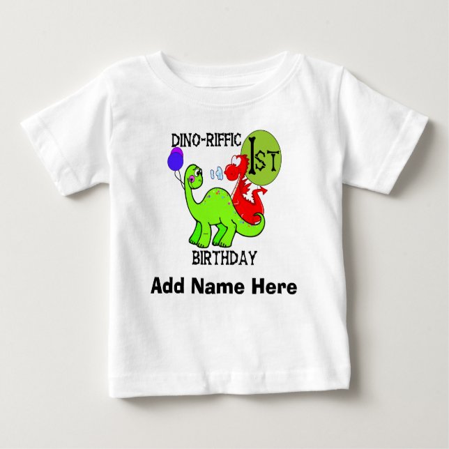 Personalisierter Dinosaurier-1. Baby T-shirt (Vorderseite)