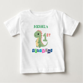 Personalisierter Dinosaurier 1. Geburtstag T - Shi Baby T-shirt