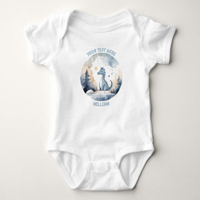 Personalisierter Dinosaurier-Bodysuit Baby Strampler (Vorderseite)