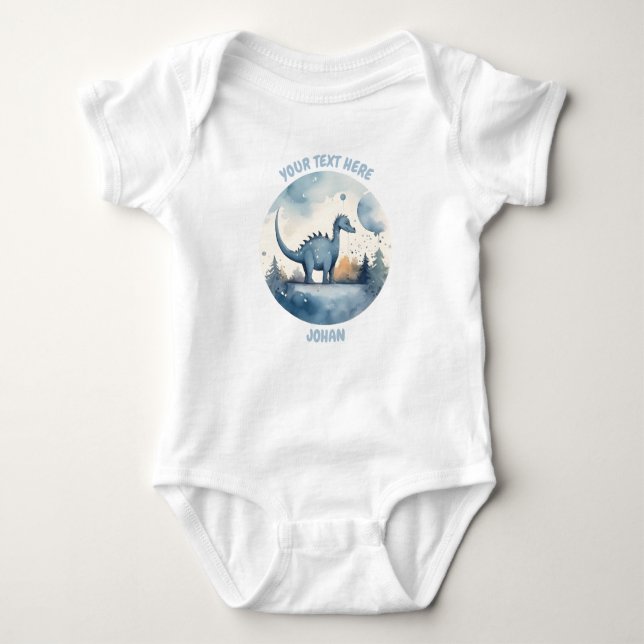 Personalisierter Dinosaurier-Bodysuit Baby Strampler (Vorderseite)