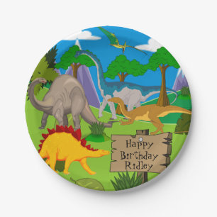 Personalisierter Dinosaurier-Geburtstag Pappteller