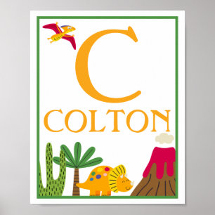Personalisierter Dinosaurier-Kinder-Kunststoff-Set Poster