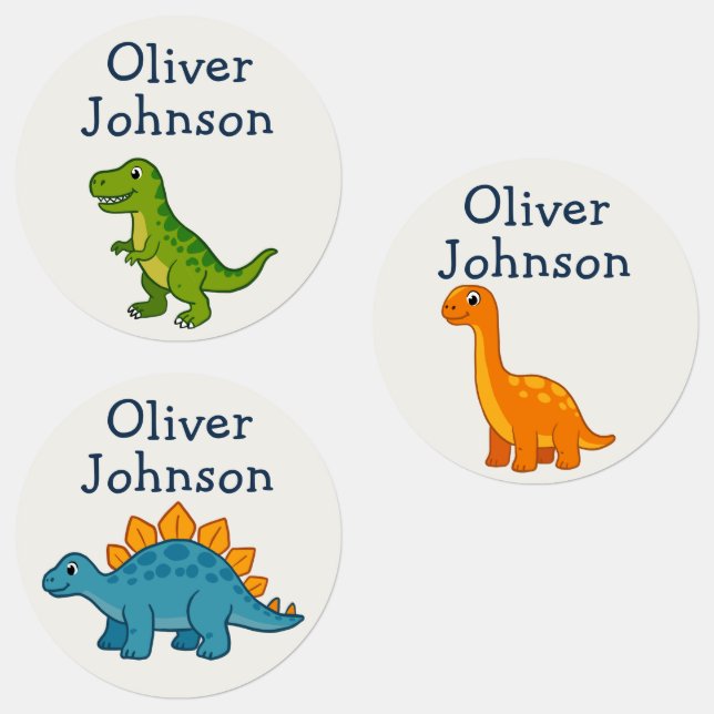 Personalisierter Dinosaurier Kinder Name Schule Etiketten (Gruppe)