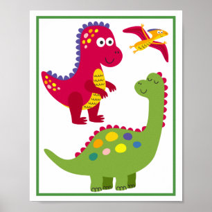 Personalisierter Dinosaurier-Kinderkunst-Druck-Set Poster