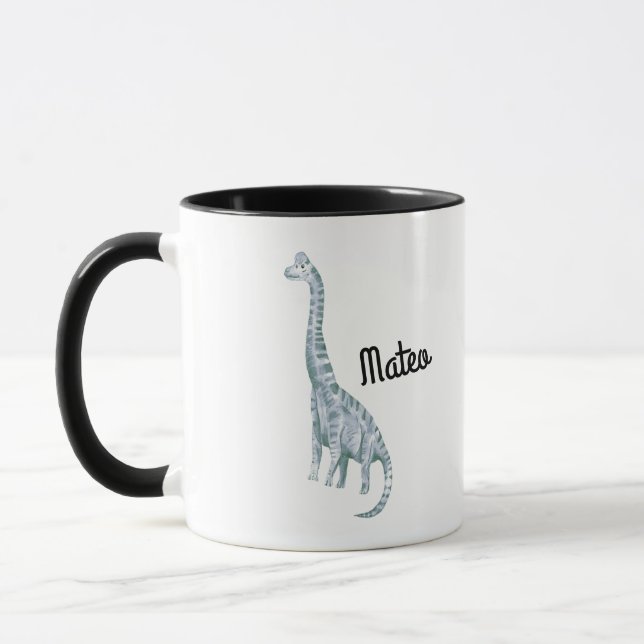 Personalisierter Dinosaurier mit Namen Tasse (Links)