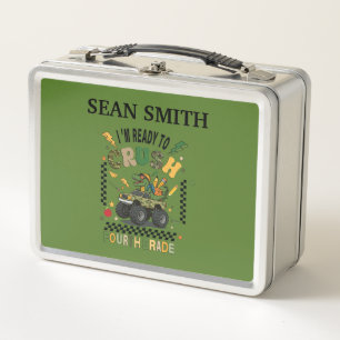 Personalisierter Dinosaurier-Monstertruck Metall Brotdose