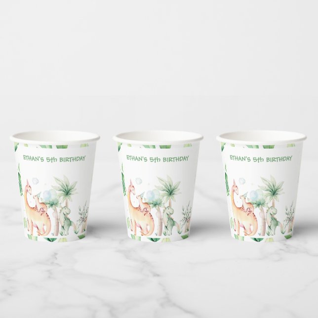 Personalisierter Dinosaurier Paper Cup Pappbecher (Multi)