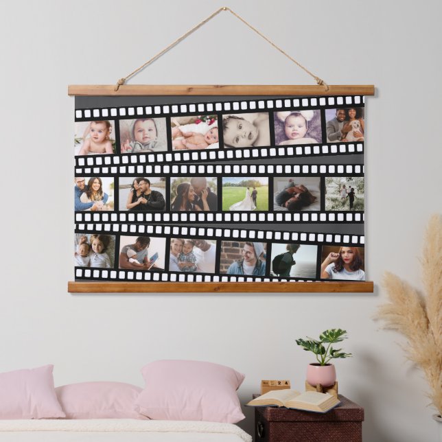 Personalisierter DIY-Maßstab für Fotocollage-Film Wandteppich Mit Holzrahmen (Schlafzimmer)