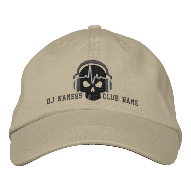 Personalisierter DJ Skull Your Name Club Stickerei Bestickte Baseballkappe (Vorderseite)