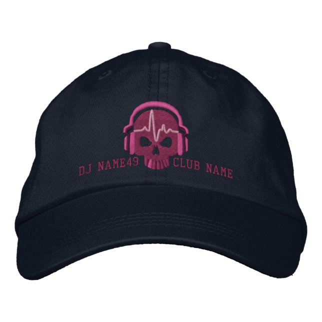 Personalisierter DJ Skull Your Name Club Stickerei Bestickte Kappe (Vorderseite)