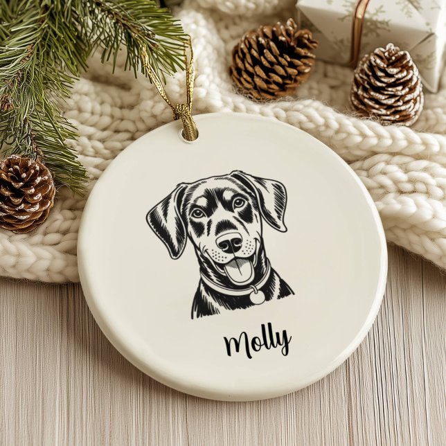 Personalisierter Dobermann-Hund Weihnachten Keramik Ornament (Von Creator hochgeladen)