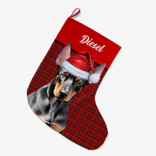 Personalisierter Dobermann Pinscher-Hund-Feiertags Großer Weihnachtsstrumpf