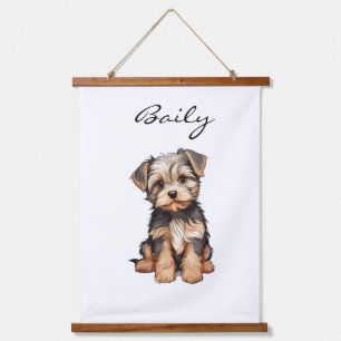 PERSONALISIERTER DOG PORTRAIT BANNER-MORKIE ART DR WANDTEPPICH MIT HOLZRAHMEN