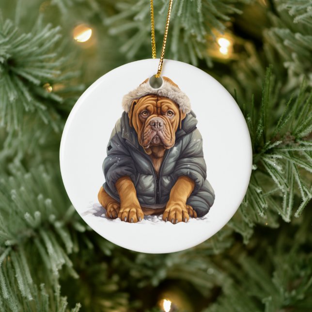 Personalisierter Dogue de Bordeaux Dog Keramik Ornament (Baum)