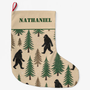 Personalisierter doppelseitiger Yeti-Weihnachtsstr Großer Weihnachtsstrumpf