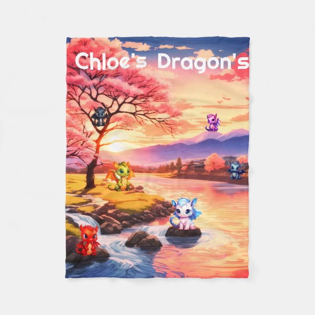 Personalisierter Drache Fleecedecke (Vorderseite)